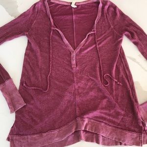 Free People Mesh Henley Shirt-XS